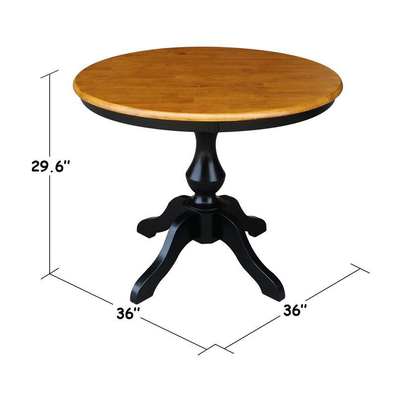 Elegant Dual-Tone Round Solid Wood Dining Table in Black/Cherry