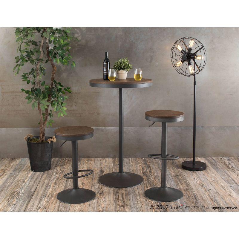 Dakota 27" Round Grey-Brown Industrial Adjustable Bar Height Table