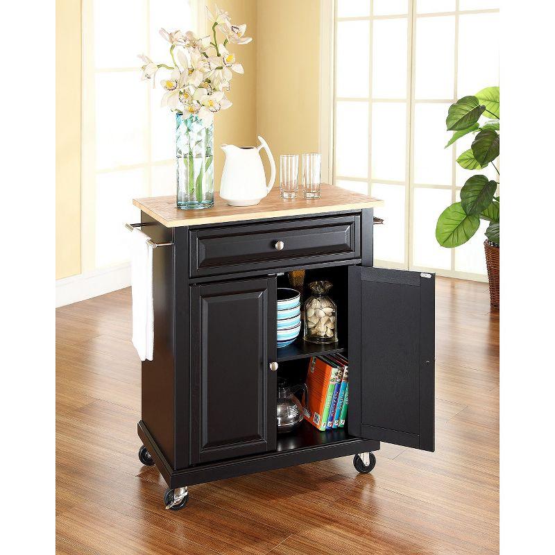 Wood Top Portable Kitchen Cart Wood/Black - Crosley: Traditional Farmhouse Design, Adjustable Shelf, Wheeled Storage Island