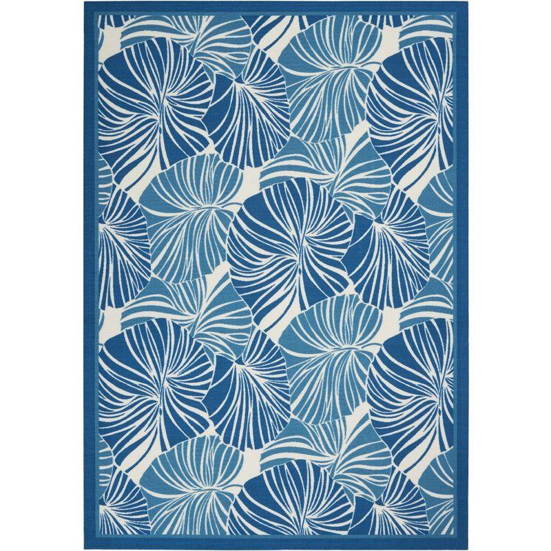 Tropical Blue Palm 4'x6' Easy-Care Synthetic Area Rug