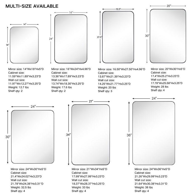 TEHOME Rounded Rectangular Metal Framed Recessed Bathroom Medicine Cabinet with Mirror