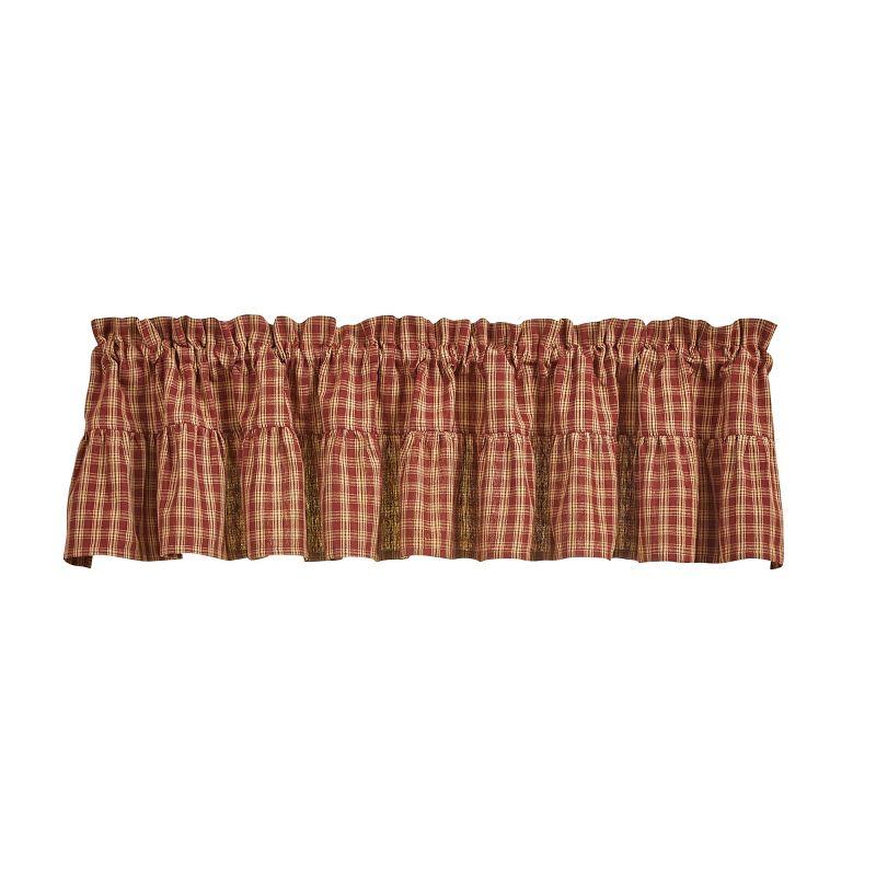 Red Plaid Ruffle Rod Pocket Valance 72"