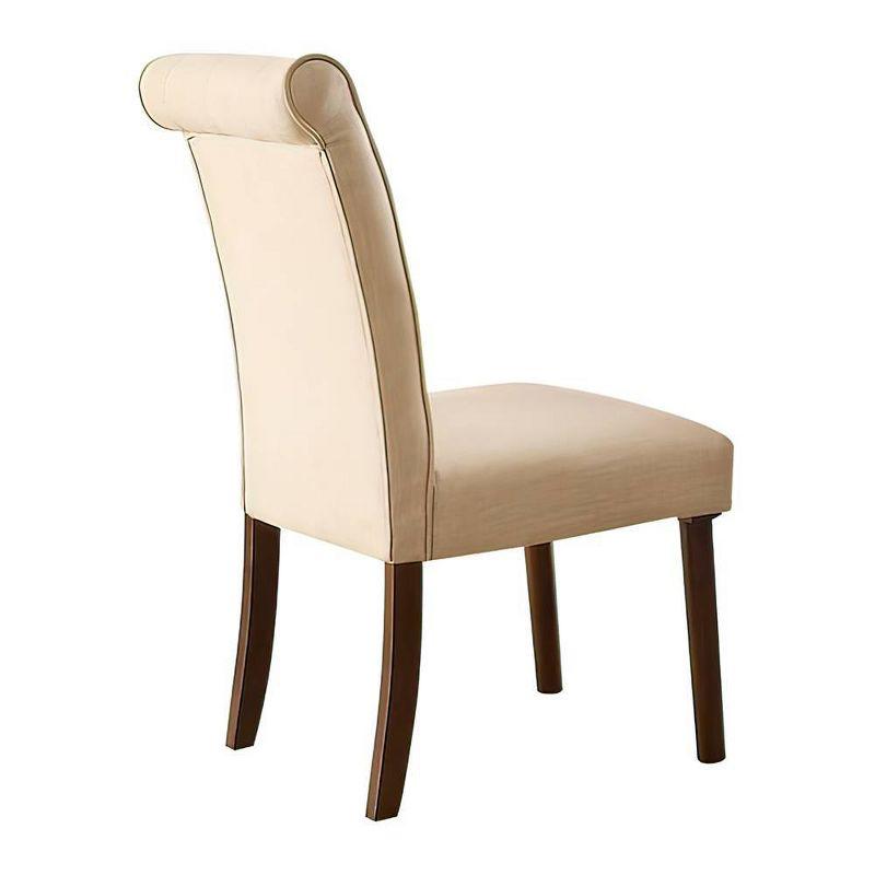 Set of 2 19" Gasha Dining Chairs Beige Linen/Walnut - Acme Furniture: Armless, Button Tufted, Wood Legs