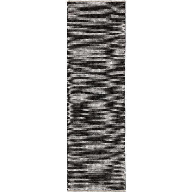 Herringbone Black/Ivory Handwoven Indoor/Outdoor Rug