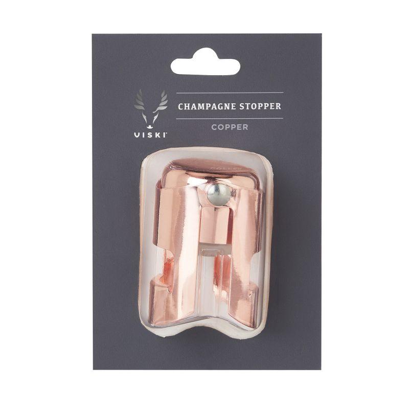 Viski Copper Champagne Stopper - Sparkling Wine Saver Bottle Stopper - Copper Plated Stainless Steel & Silicone Seal - Set of 1