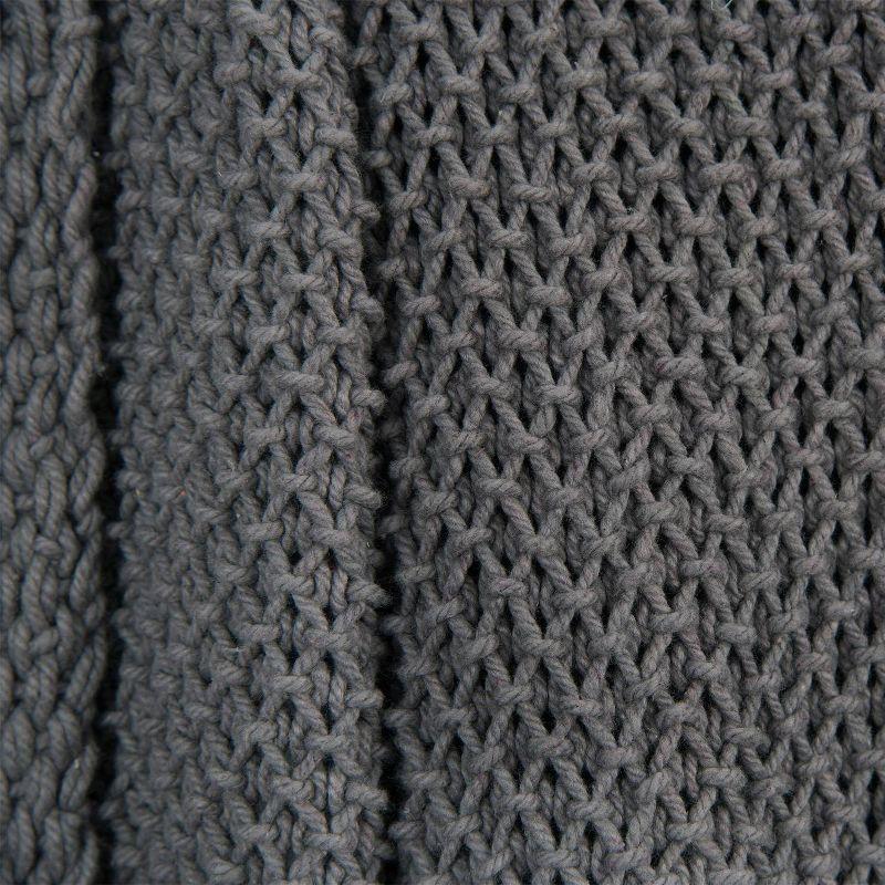 50" x 60" Dark Gray Cotton Woven Throw Blanket