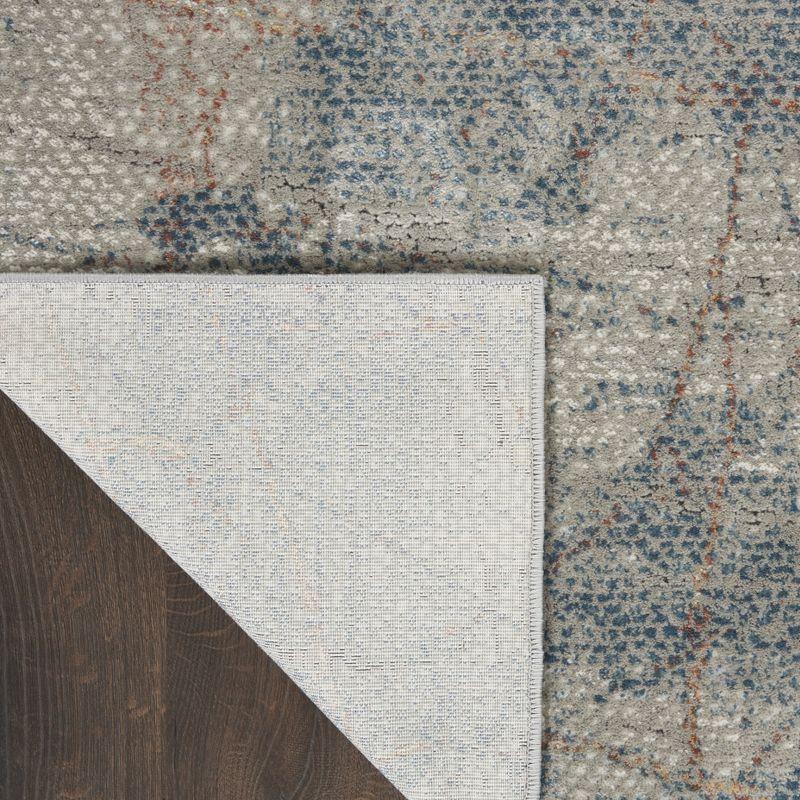 Rustic Textures Light Grey/Blue Synthetic 5'3" x 7'3" Area Rug