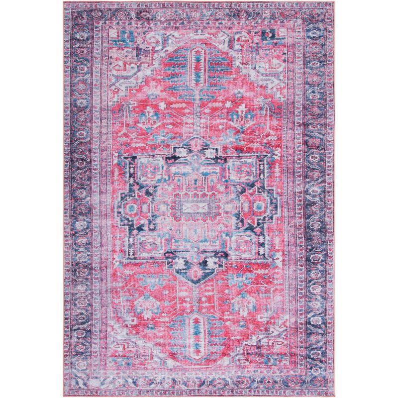 Serapi SEP389 Power Loomed Machine Washable Skid-Resistant Indoor Area Rug - Navy/Red - 6'7"x9' - Safavieh
