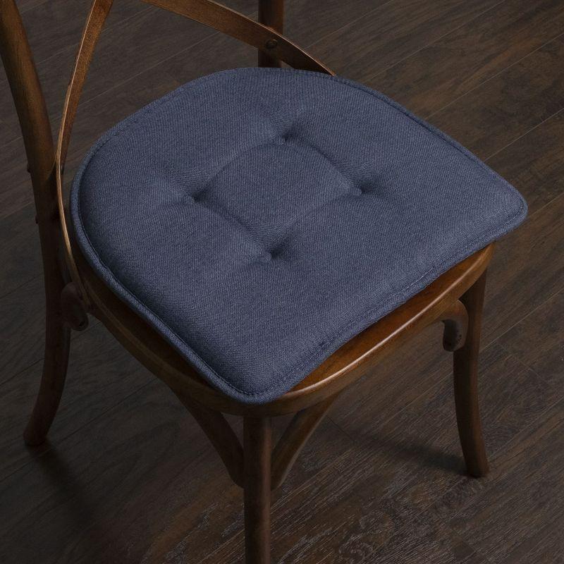 Solid Color U Shaped Memory Foam 17" x 16" Chair Cushions, Denim, 4 Pack