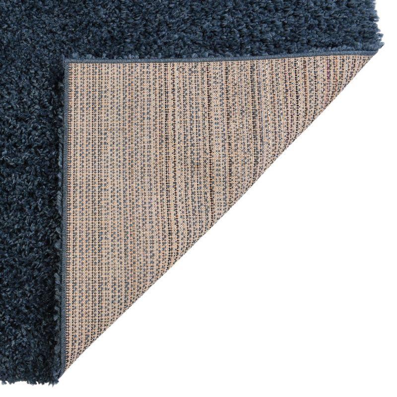 Marine Blue Handmade Shag Rug with Easy Care Synthetic Fibers