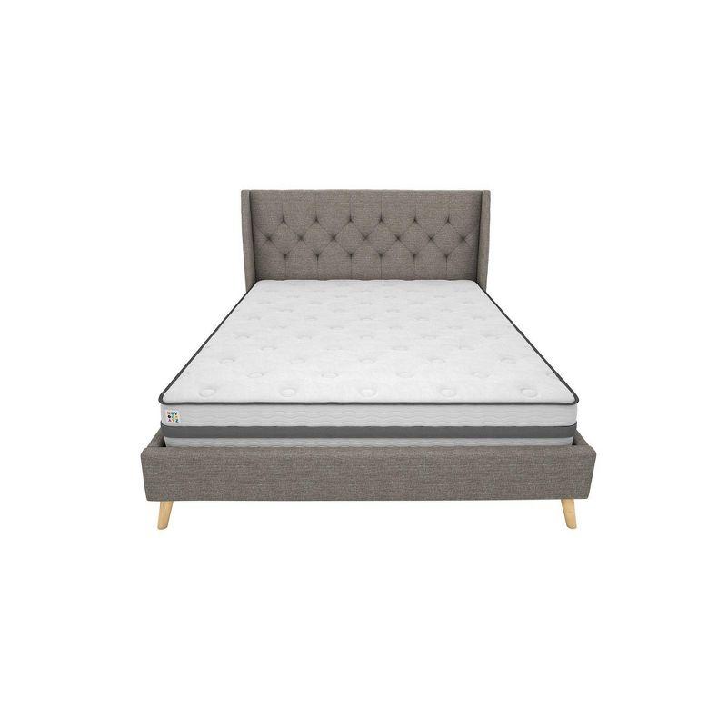 Gray Linen Tufted Upholstered Queen Bed with Wood Frame