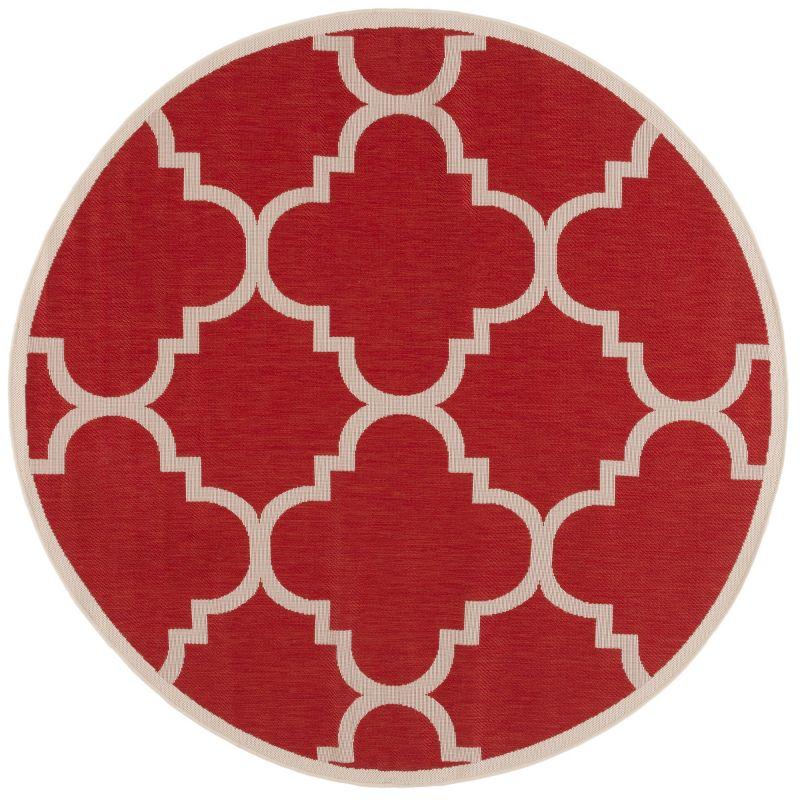 Courtyard CY6243 Power Loomed Indoor and Outdoor Area Rug - Red - 5'3" Round - Safavieh