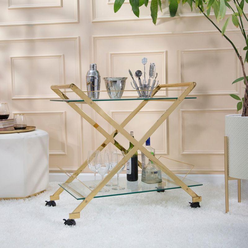Sagebrook Home Rolling Bar Cart Gold