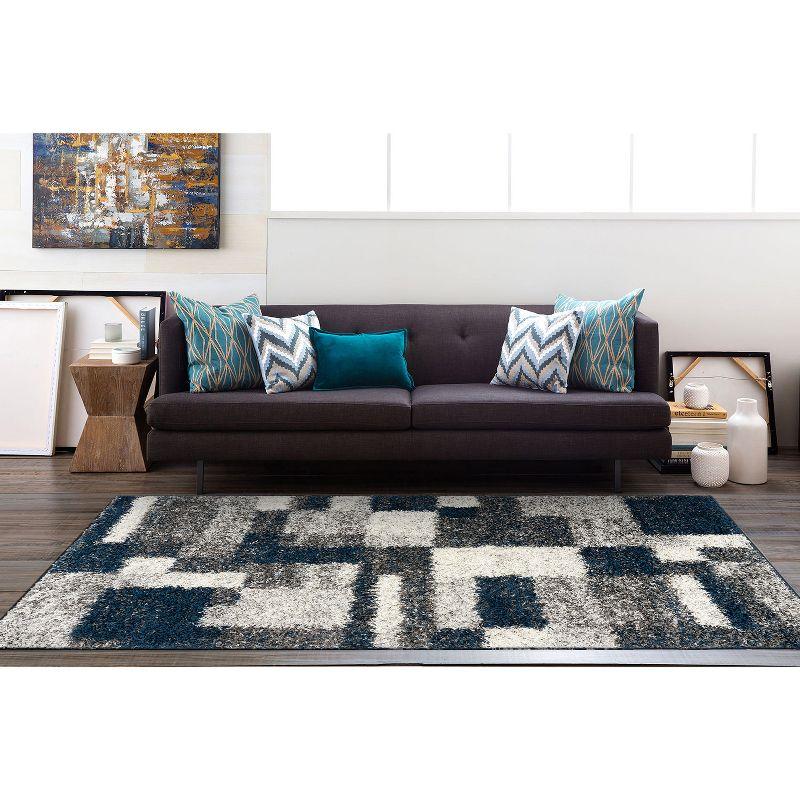 World Rug Gallery Distressed Modern Boxes Plush Shag Area Rug