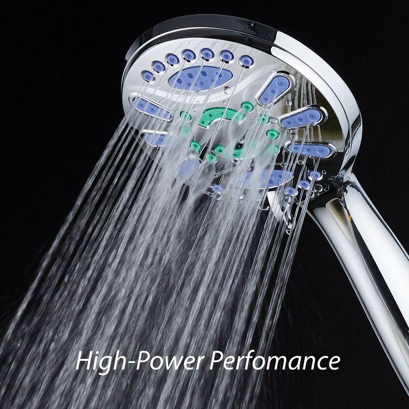 Six Setting Elite High Pressure Ultra Luxury Handheld Shower Head Chrome - AquaDance: Hotelspa Notilus, 6ft Hose, Polished ABS & Brass