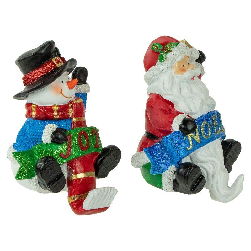 Northlight Santa "Noel" and Snowman "Joy" Glitter Christmas Stocking Holders - 5" - Set of 2