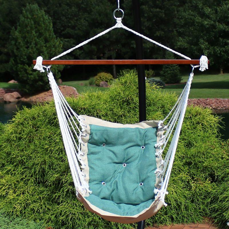 Sunnydaze Large Tufted Victorian Hammock Chair Swing for Backyard and Patio -  300 lb Weight Capacity - Sea Grass