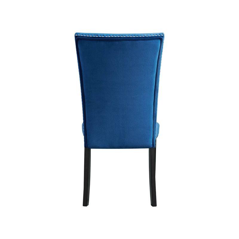 Francesca Transitional Glam Blue Velvet Upholstered Side Chair Set