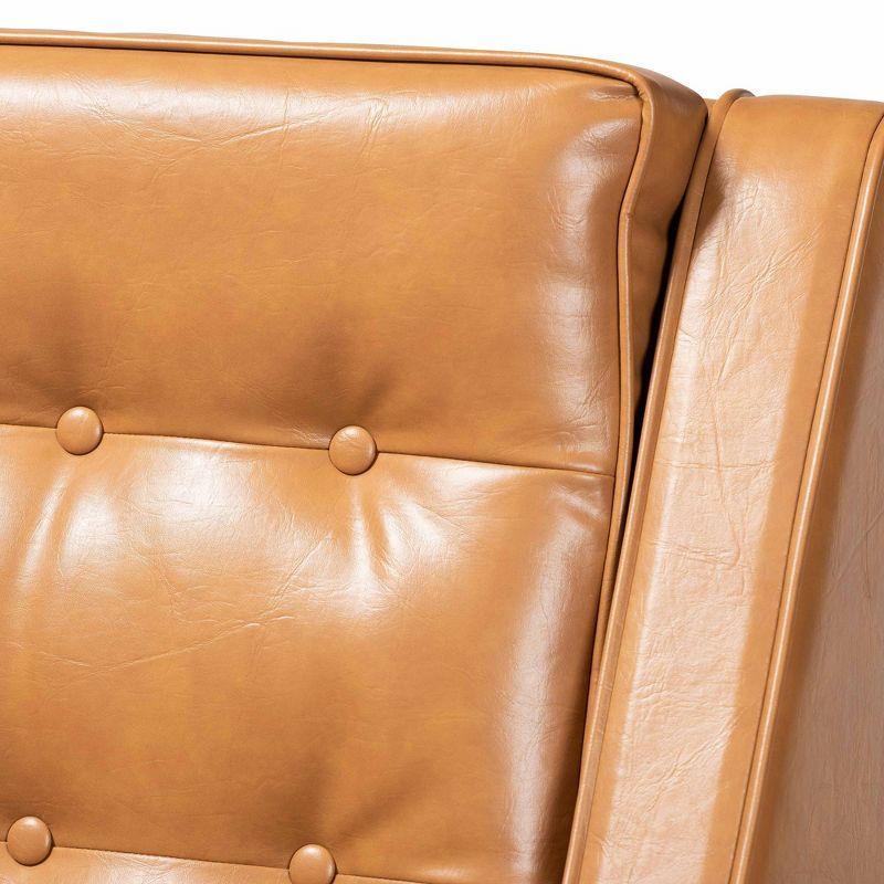 Daley Tan Faux Leather Upholstered and Wood Lounge Armchair Brown - Baxton Studio