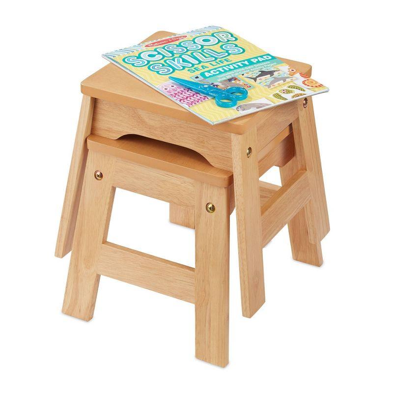 Melissa & Doug Wooden Stools - Set of 2 - Natural