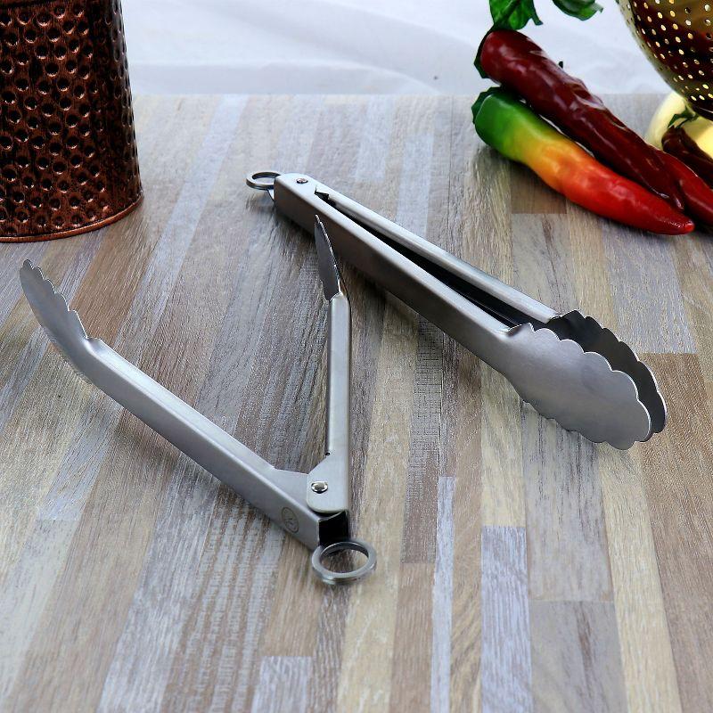 Stainless Steel 2-Piece Kitchen Tongs Set with Hanging Loop