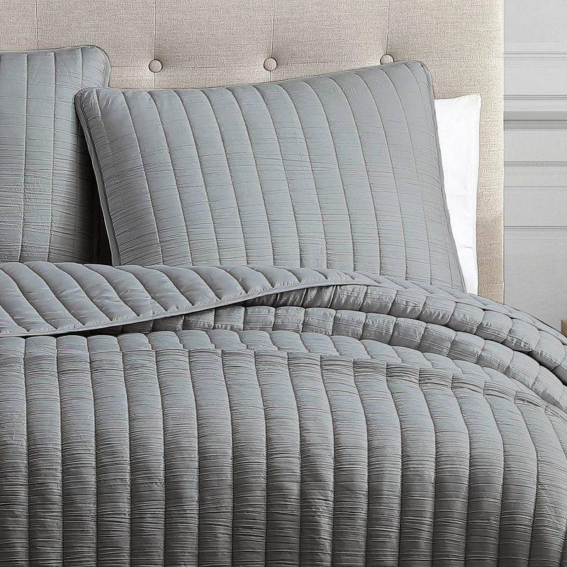 Riverbrook Home 3pc Full/Queen Moonstone Quilt Bedding Set Dark Gray: Polyester, Machine Washable, No Flange