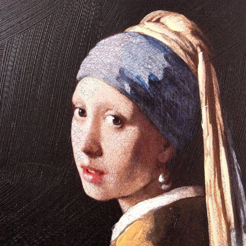 American Art Decor 19.25"x23.25" Ornate Framed Girl with a Pearl Earring Canvas Print by Johannes Vermeer