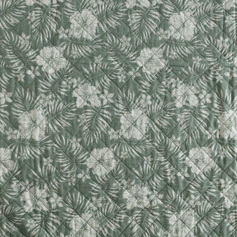 Eddie Bauer Tommy Bahama Hibiscus Jungle Cotton Reversible Green Quilt Set