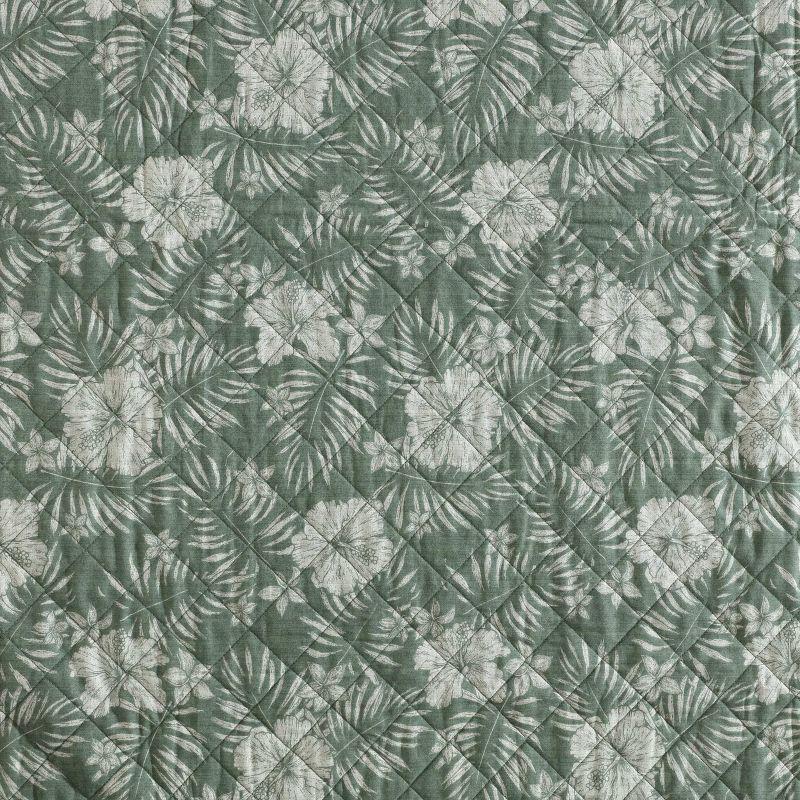 Tommy Bahama Hibiscus Jungle Cotton Reversible Green Quilt Set