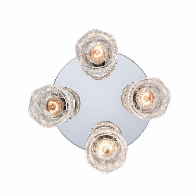 Polished Chrome Crystal 4-Light Contemporary Semi-Flush Mount