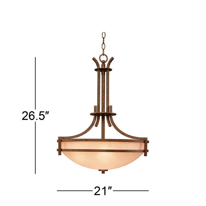 Franklin Iron Works Oak Valley Bronze Pendant Chandelier 21" Wide Rustic Cream Scavo Glass 5-Light Fixture for Dining Room House Foyer Kitchen Island