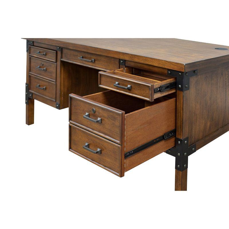 Martin Furniture Addison Half Pedestal Desk Auburn : Sturdy Office Furniture with File Storage, No Assembly Required