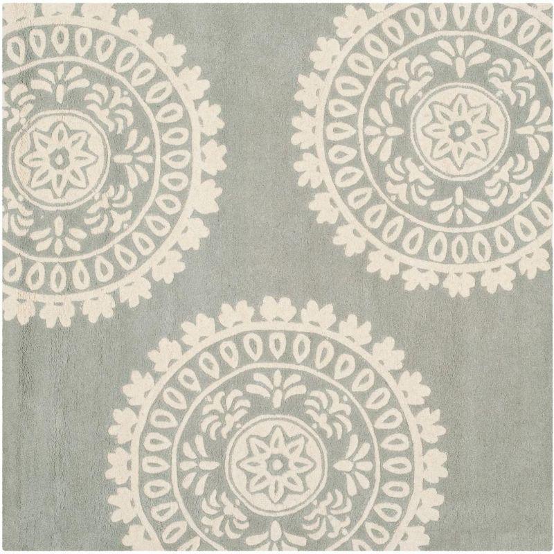 Bella BEL121 Hand Tufted Area Rug - Grey/Ivory - 7'x7' - Safavieh.
