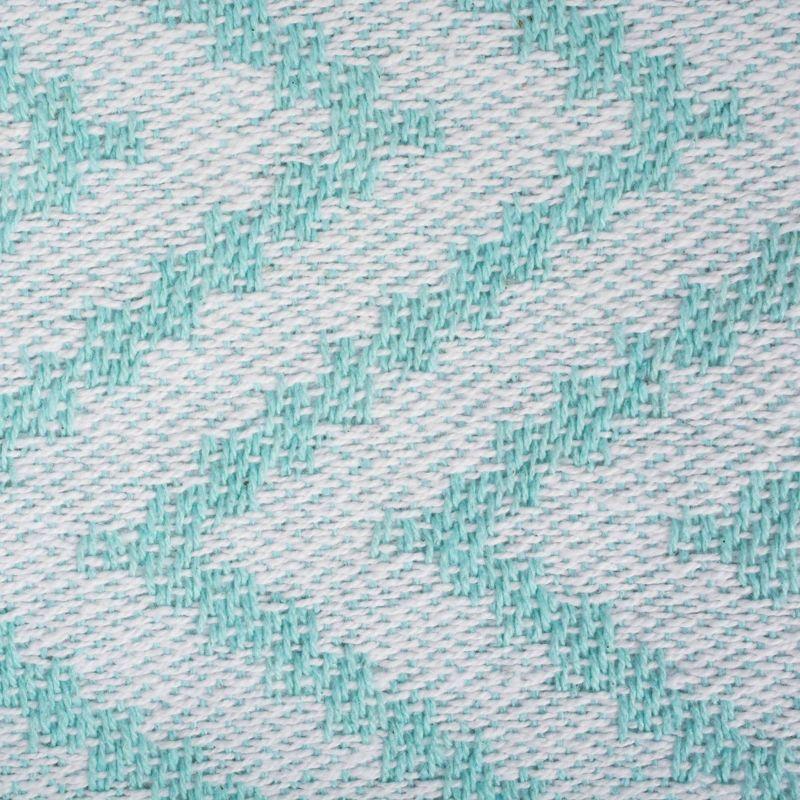 50"x60" Large Chevron Handloom Throw Blanket Aqua - Design Imports: Cotton, Hypoallergenic, Machine Washable