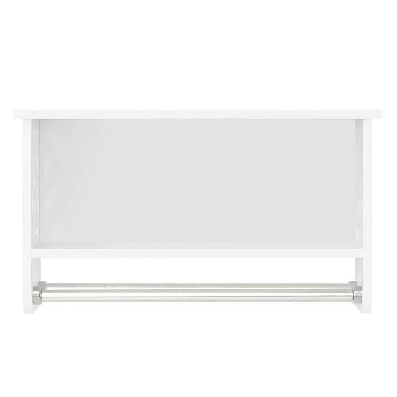 White Wood Wall-Mounted Bathroom Shelf with Towel Rods