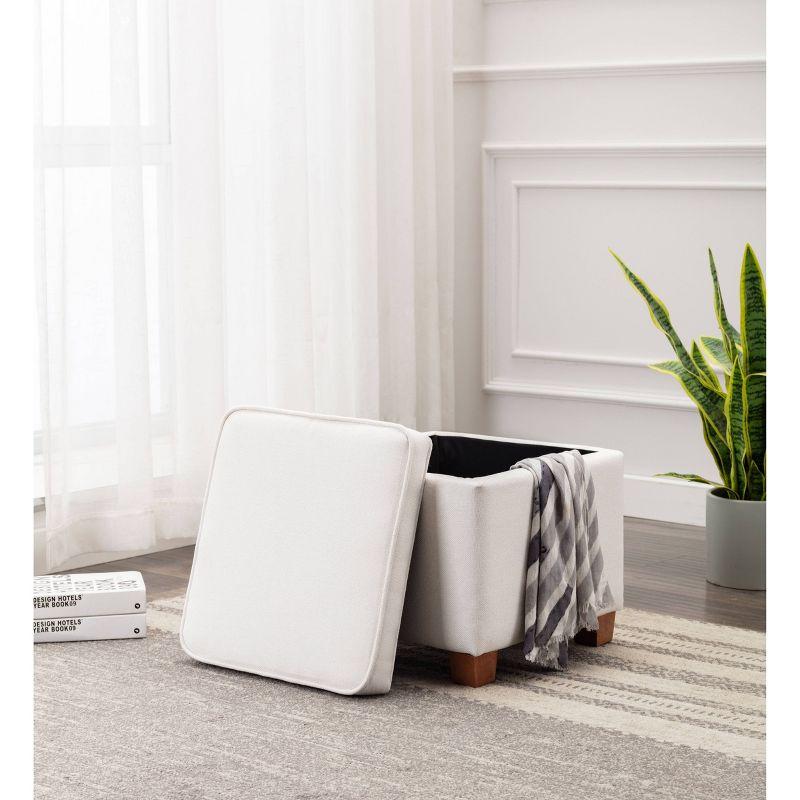 Square Storage Ottoman with Piping and Lift Off Lid - WOVENBYRD