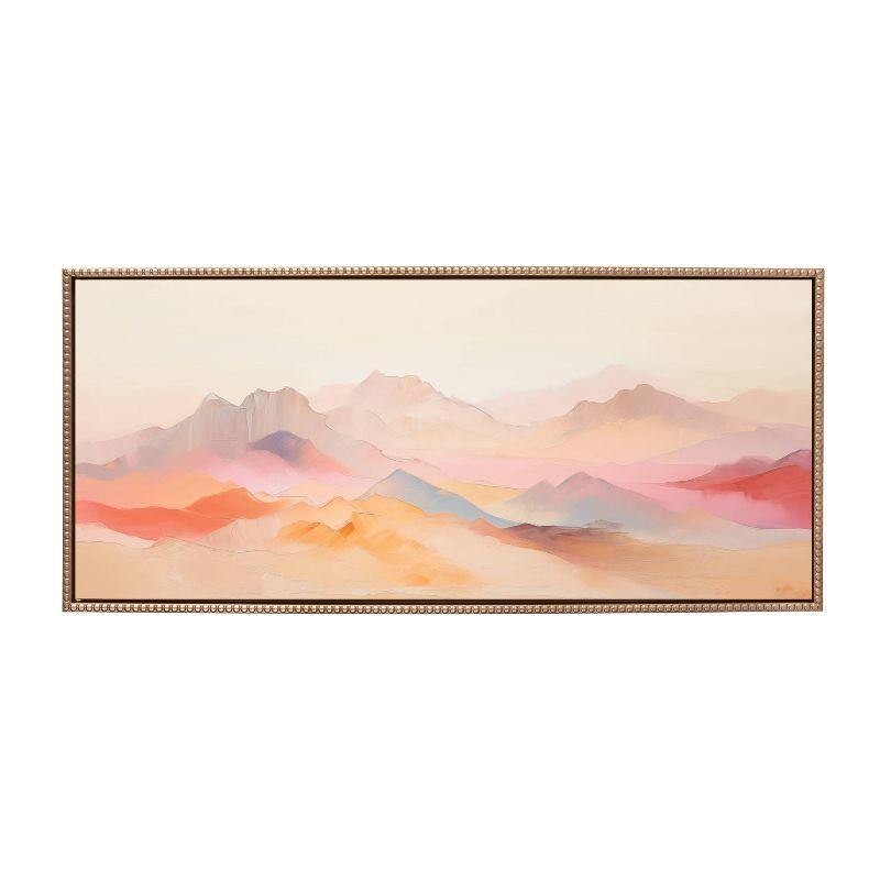 Kate & Laurel All Things Decor 18"x40" Sylvie Beaded Soft Pastel Mountain Abstract Framed Canvas by The Creative Bunch Studio Gold