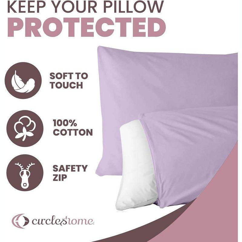 100% Cotton Zippered Pillow Protector (2 pck) Standard - Lavender
