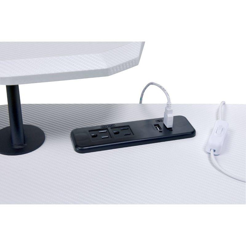 Vildre Gaming Desk with USB Port Black/White - Acme Furniture: Hutch, Power Outlets, Cupholder, Controller Stand