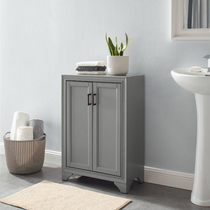 Distressed Gray Adjustable Shelf Bathroom Accent Cabinet