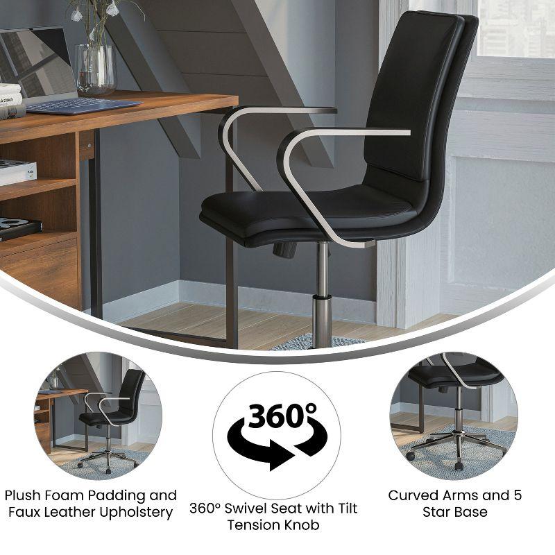 Flash Furniture James Mid-Back Designer Executive Upholstered Office Chair with Brushed Metal Base and Arms