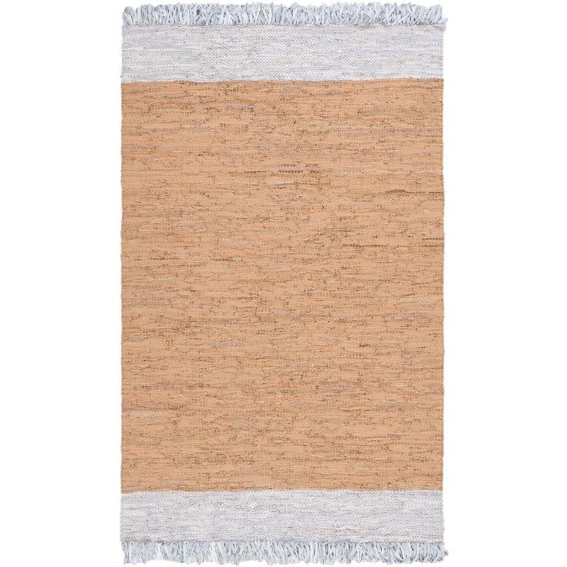 Vintage Leather VTL310 Hand Woven Indoor Area Rug - Light Grey/Brown - 4'x6' - Safavieh