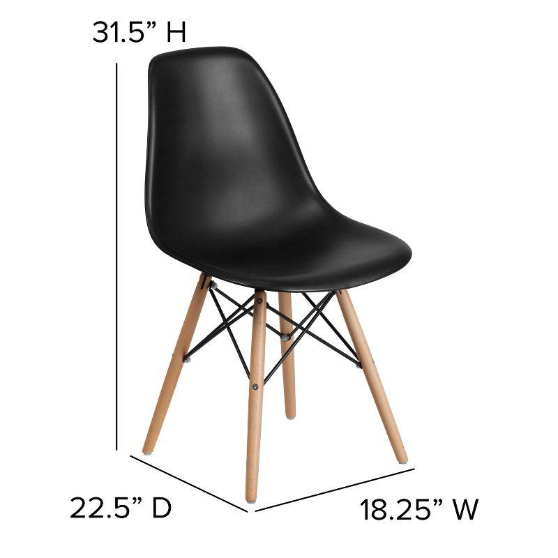 Flash Furniture Elon Series Plastic Chair with Wooden Legs for Versatile Kitchen, Dining Room, Living Room, Library or Desk Use