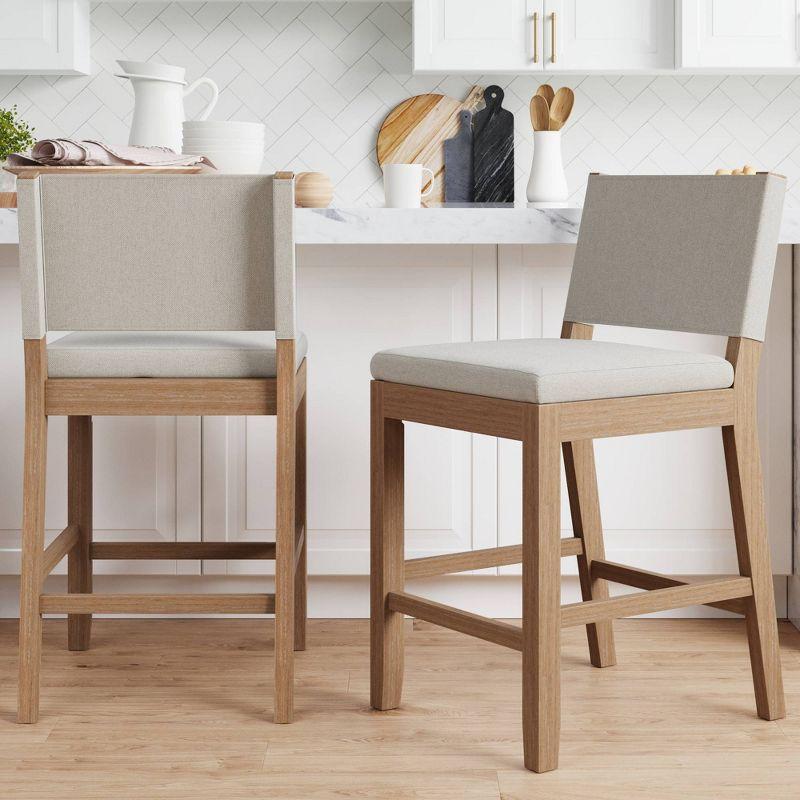 Nathan James Set of 2 Linus Barstools Beige/Light Brown