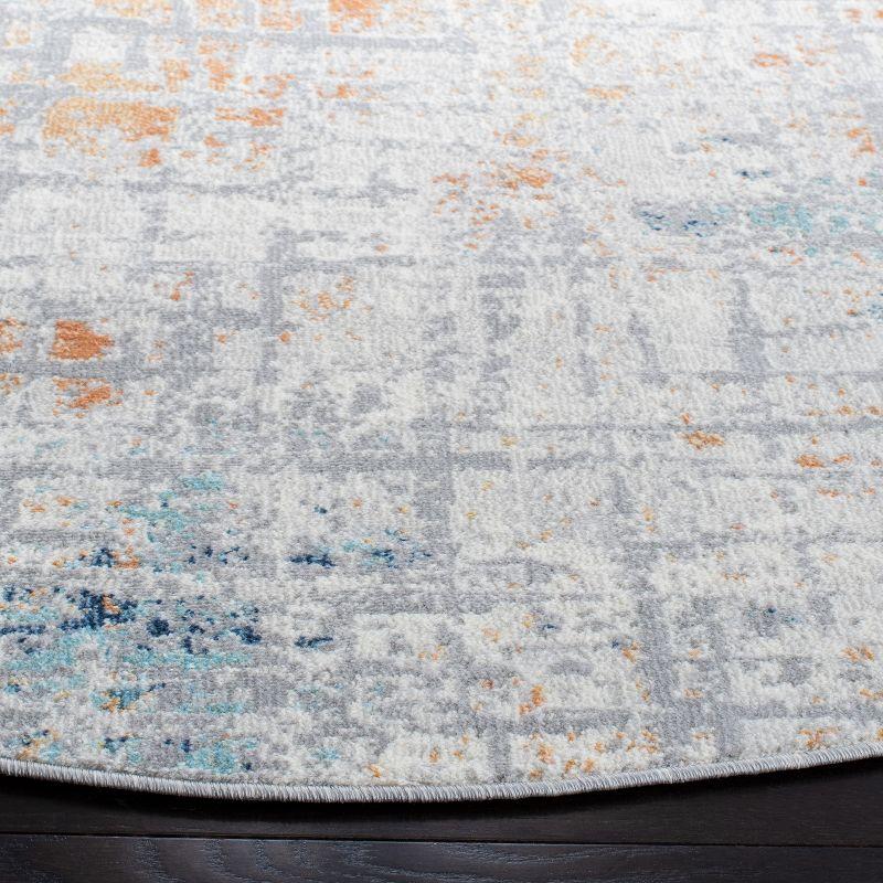 Aria ARA587 Power Loomed Indoor Area Rug - Rust/Blue - 6'7" Round - Safavieh
