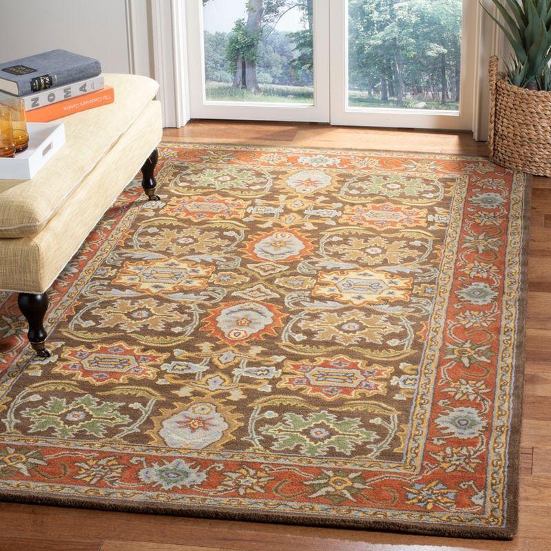 Heritage HG734 Handmade Area Rug - 7'6"x9'6" - Chocolate/Tangerine - Safavieh