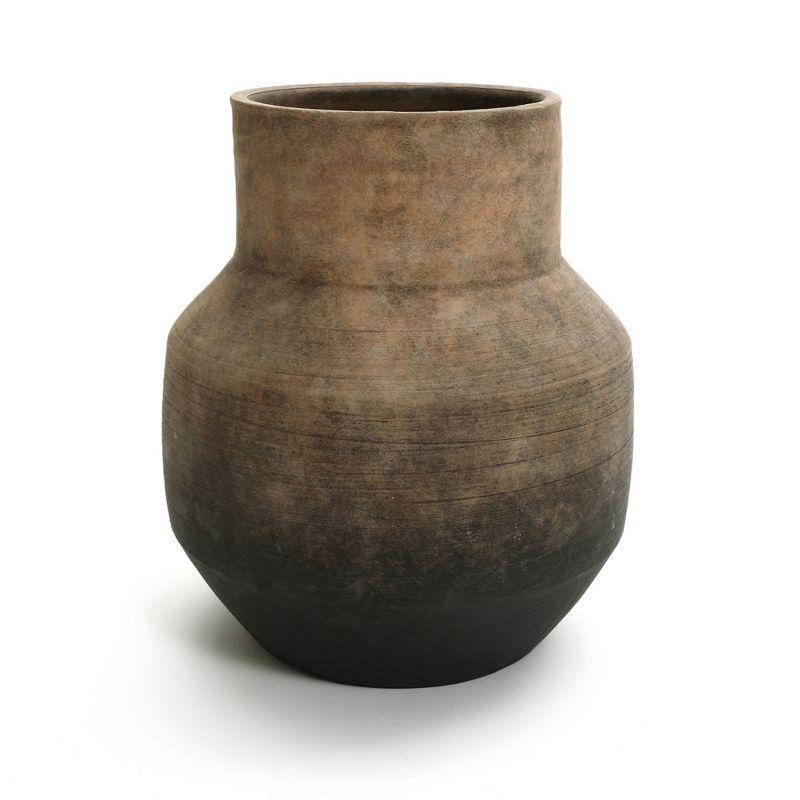 LuxenHome Brown Ombre Terracotta 11.4-Inch Round Vase