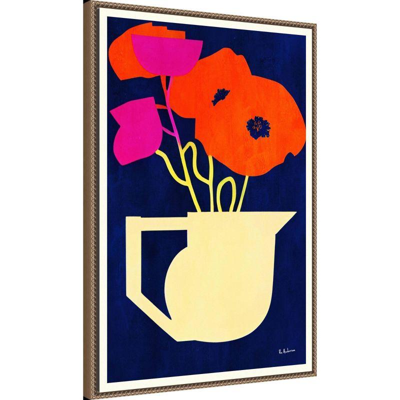 23"x33" Bright and Sunny Poppies by Bo Anderson Framed Canvas Wall Art Print Bronze - Amanti Art: Modern Lithograph, Polystyrene Frame