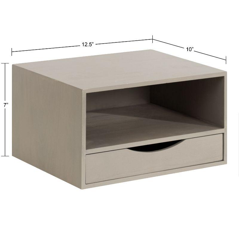 Kate and Laurel Hutton Rectangle Wood Floating Side Table, 12.5x10x7, Gray