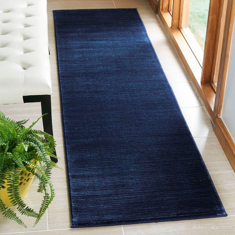 Navy Solid Synthetic Hand-knotted Runner Rug 2'2" x 8'